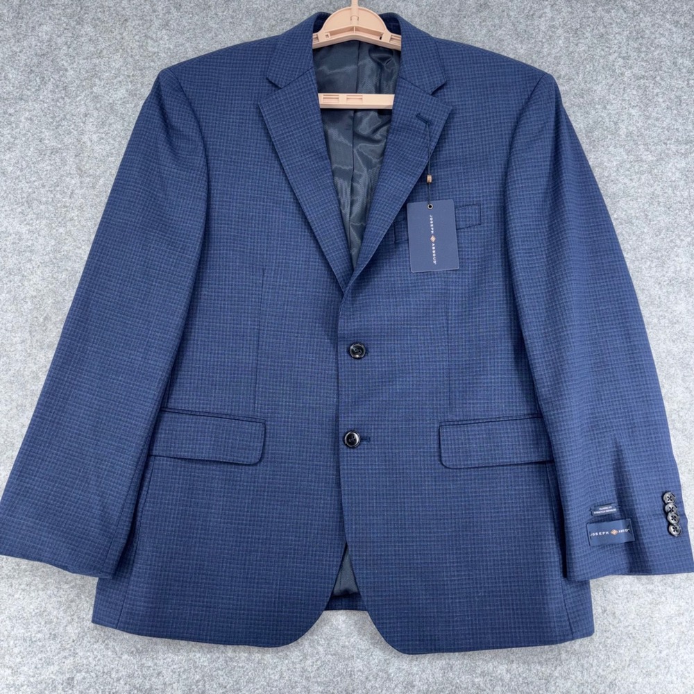 Joseph Abboud Heritage Blue Micro Check Wool Blend Blazer Jacket 40S Classic Fit